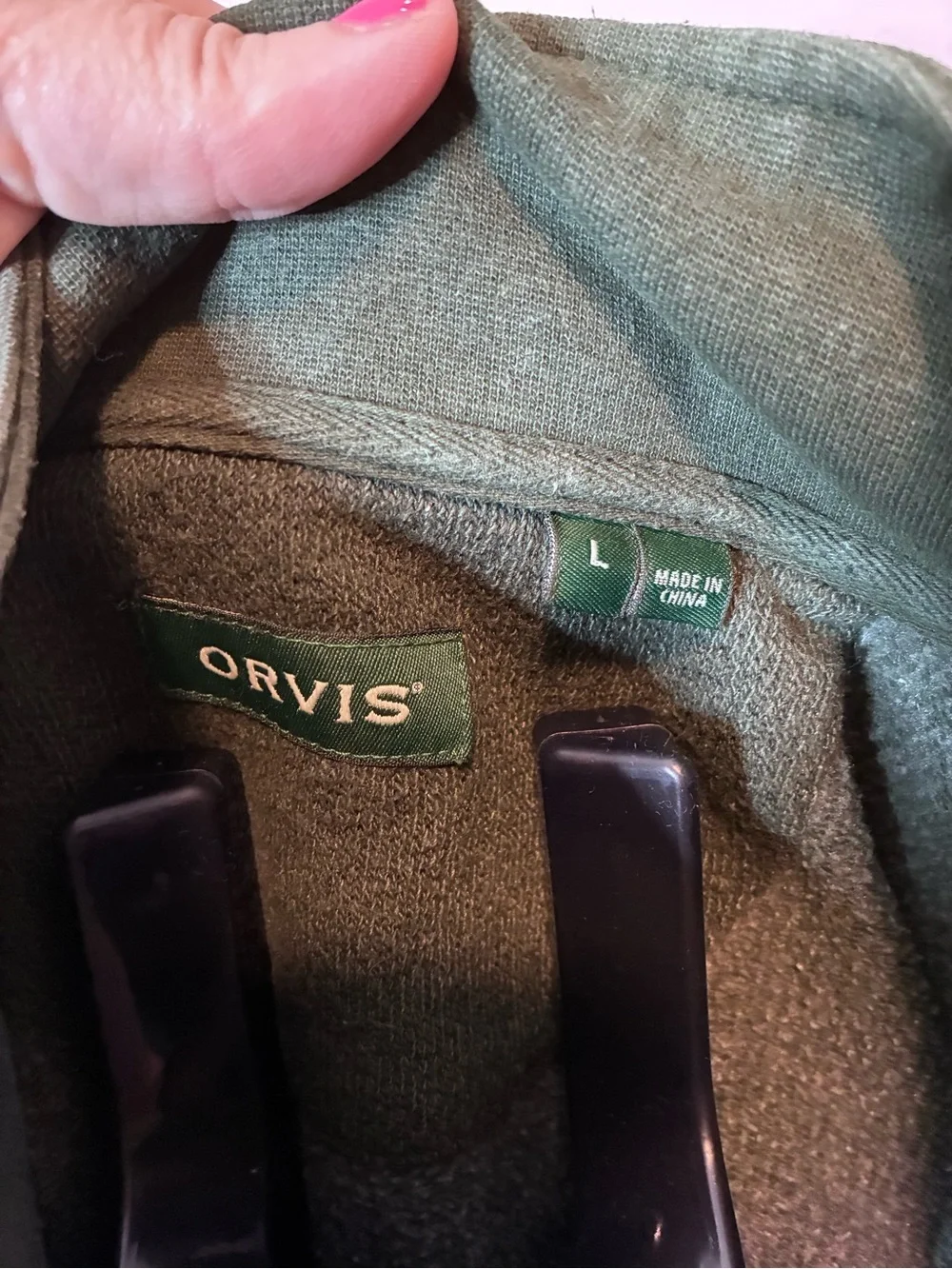Orvis Men’s Large Green Quarter Zip Pullover Cotton Blend Outdoor Sweater